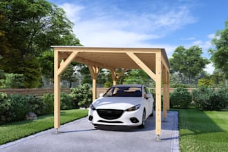 render 3d garage, solar carport, sauna design
