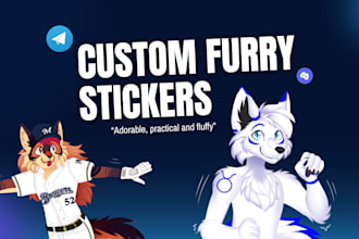 create a detailed furry sticker pack, custom stickers, feral