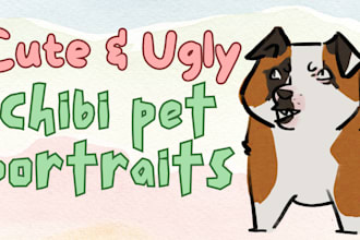 draw a cute or funny chibi version of your unique pet