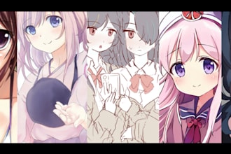 draw simple anime characters with clean lineart or flat color