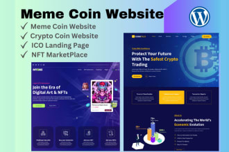create meme coin website, pepe coin token landing page, handyman raffle ico web