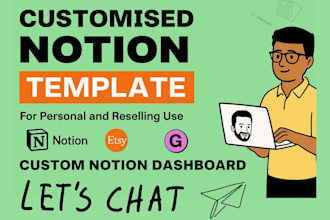 build custom notion template, notion design, notion workspace, notion database