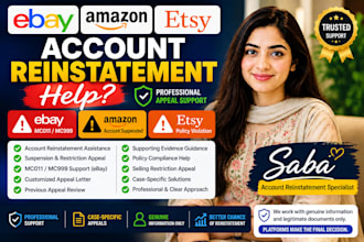 help with ebay mc99, mc011, amazon and etsy account reinstatement and appeals