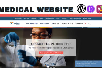 build medical website design, healthcare website, clinic, drug store, hospital