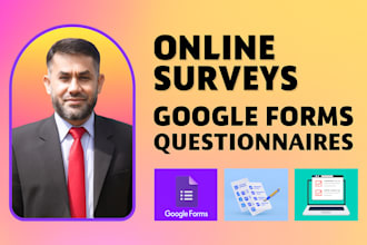 create  google forms, jotform, surveys and questionnaires for data collection