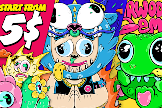 draw graphic t shirt design or cartoon clothing illustration