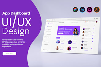 create modern ui and ux design and ui ux design for the app dashboard
