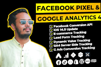 setup facebook pixel conversion API, google analytics 4 ecommerce tracking GTM