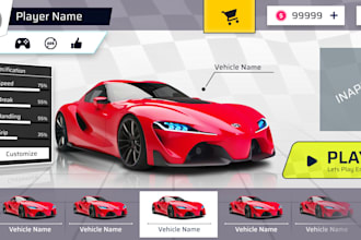 design professional game UI, assets for your PC, mobile game