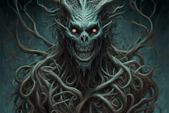 do horror or dark fantasy concept art or character design