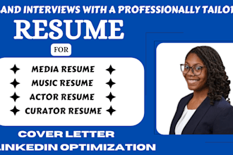write professional resumes and cover letter for media, tech, and automotive jobs