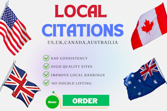 build USA, UK, canada, australia local citations for local SEO