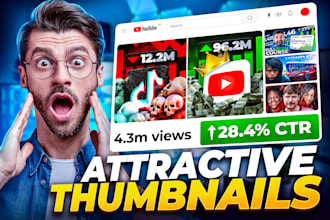 create best amazing attractive youtube thumbnails design
