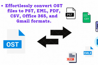 converts ost,olm,pst,mbox file to pst, pdf, csv, mbox, office 365,etc