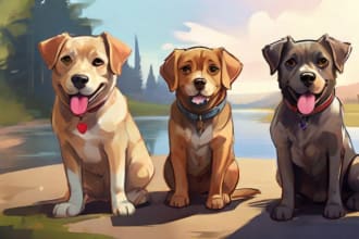 draw cartoon illustration portrait for dog, cat or any pet