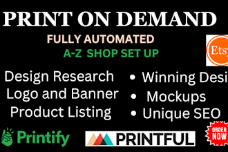 setup etsy print on demand design, etsy seo, etsy print on demand
