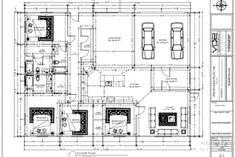 design architectural floor plan, house plan, blueprint, survey plan in autocad