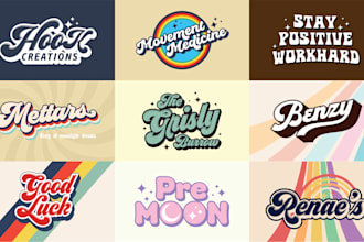 design custom hand lettering font, typography, hippie, funky logo