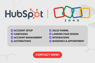 setup zoho crm zoho campaigns zoho books hubspot crm sales funnel and automation
