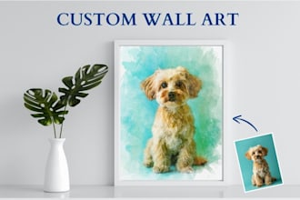 do custom watercolor pet portrait from your photo, pet memorial gift animal loss