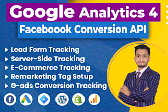 setup ga4 ecommerce tracking, facebook pixel conversion API conversion track gtm
