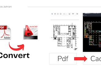 convert pdf to autocad or dwg or rvt, scaled efficiently