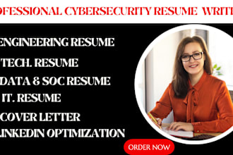 write a professional cybersecurity, data, soc analyst, IT, tech resume or CV