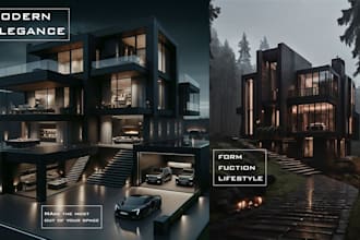 do modern villa, farmhouse, duplex 3d modelling, interior design exterior render