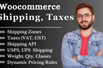 fix issues or configure woocommerce shipping, taxes, API, ups, usps, fedex