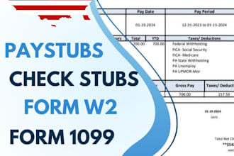 do paystub, checkstub, slip, w2, 1099, 1040, schedule c