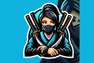make an amazing japanese lady ninja mascot logo design in one day