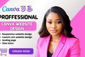 design website and landing page using canva launch cart website stan store