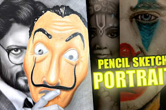 do realistic pencil sketch portrait for you