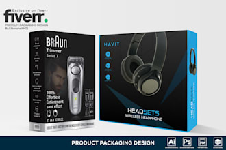 design product packaging box, product label and amazon box