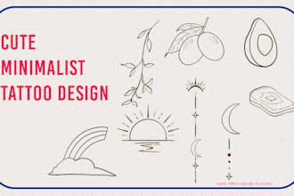 draw a cute minimalist custom tattoo design for you
