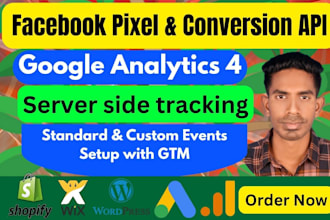 setup meta facebook pixel conversion API google analytics 4 ecommerce tracking