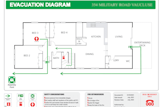 design a fire emergency evacuation plan, diagram, map