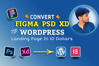 convert or clone figma PSD xd to wordpress using elementor pro