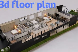 design 3d floor plan, interior exterior and realistic rendering