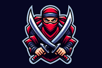 design wonderful ninja two swords mascot logo with unlimited revision