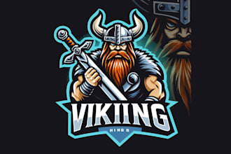 create beautiful viking warrior sword mascot logo only 12 hours