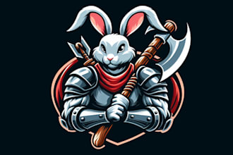 design an awesome rabbit warrior mascot logo  with express delivery