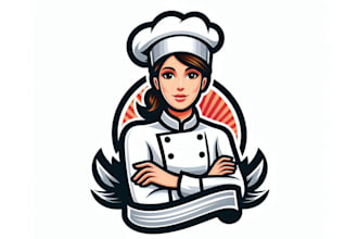 design creative women chef mascot logo in very short time