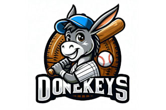 make an amazing donkey play baseball mascot logo  in one day