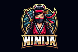 create an awesome japanese lady ninja mascot logo in 12 hours