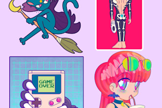 design aesthetic illustrations for your stickers or ig