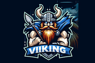 design high quality viking warrior mascot logo with creative concept
