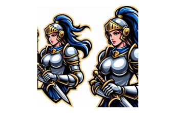 design unique female knight mascot logo with unlimited revision