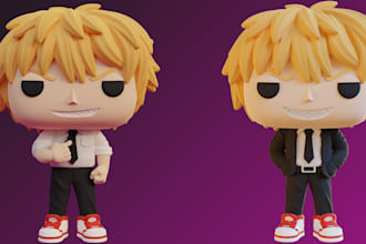 design stylized 3d characters, funko pop, toys 3d model in blender
