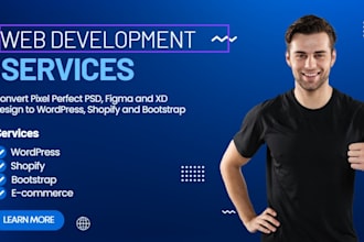 convert figma,psd,xd to wordpress shopify html css bootstrap